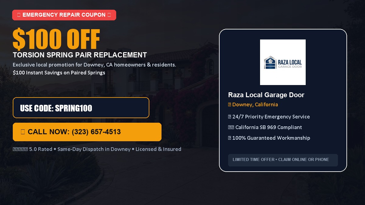 $100 OFF Heavy-Duty Torsion Spring Pair Replacement in Downey, CA