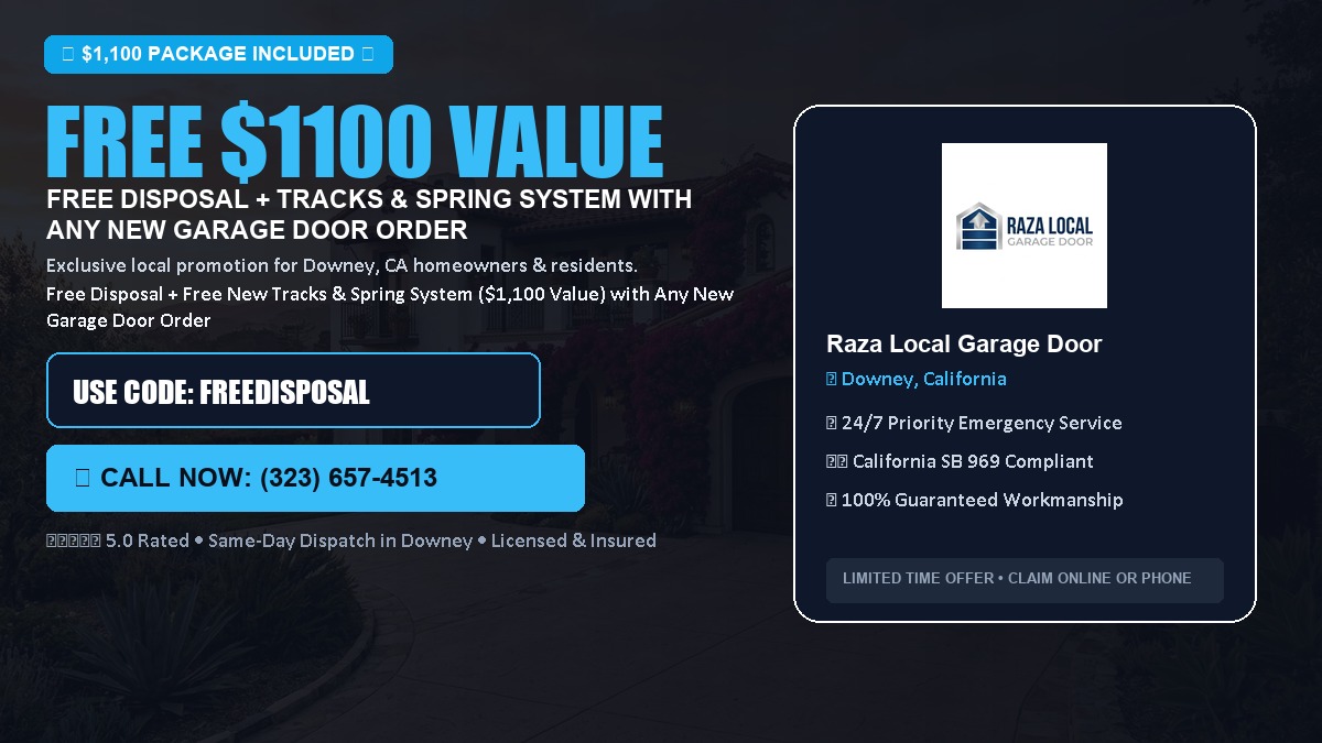 Free Disposal + Free New Tracks & Spring System with Any New Garage Door Order ($1100 Value) in Downey, CA