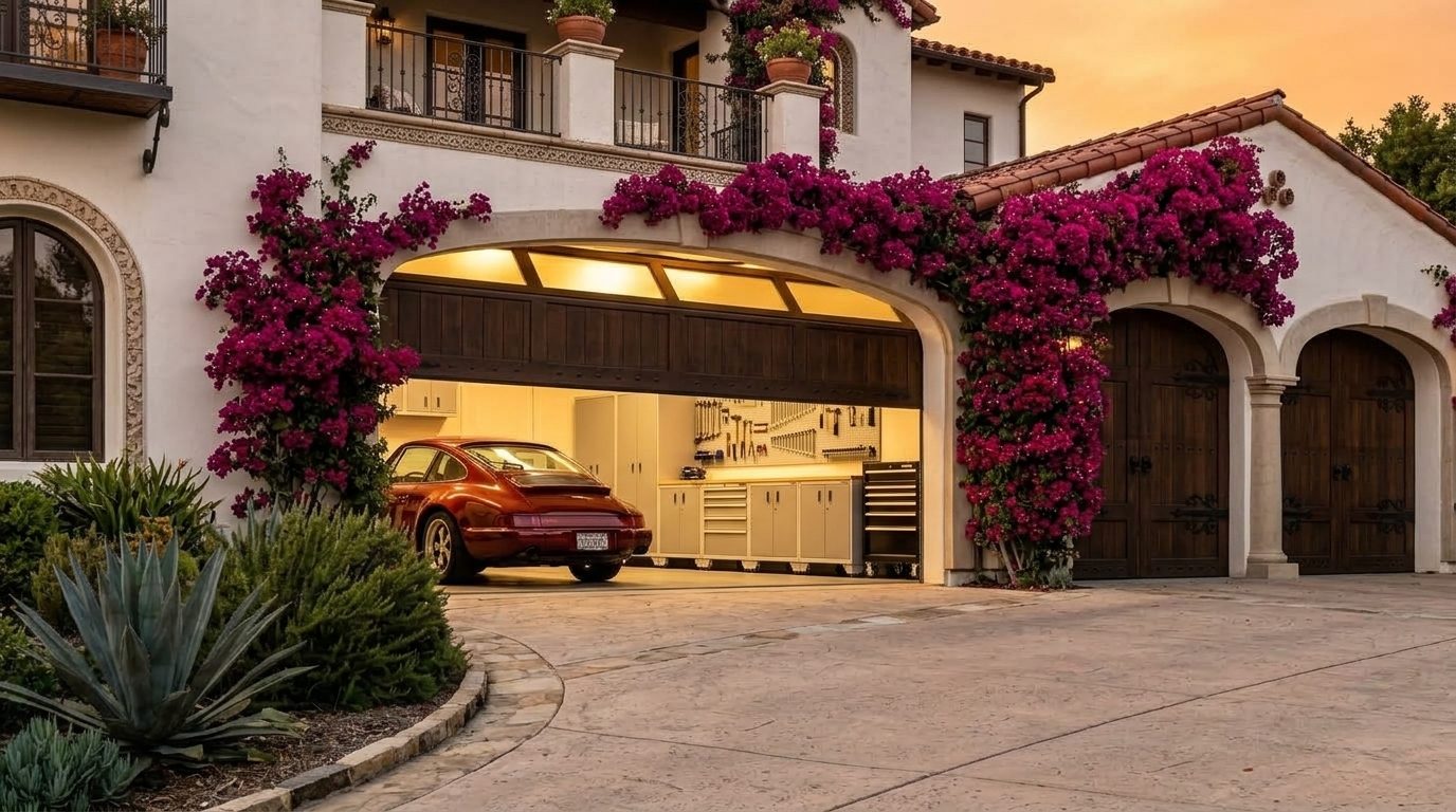 Raza Local Garage Door Garage Door Gliding Open Revealing Warm Illuminated Interior